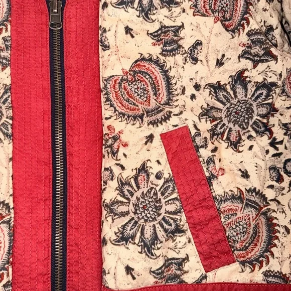 Free People Reversible Quilted Jacket – Boho Floral Print Zip Front - Size S - Picture 2 of 11